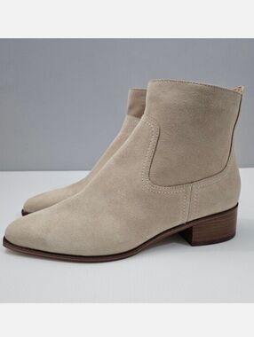 Cole Haan Naia Ankle Bootie Womens 9 Light Beige Suede Western Cowgirl NEW